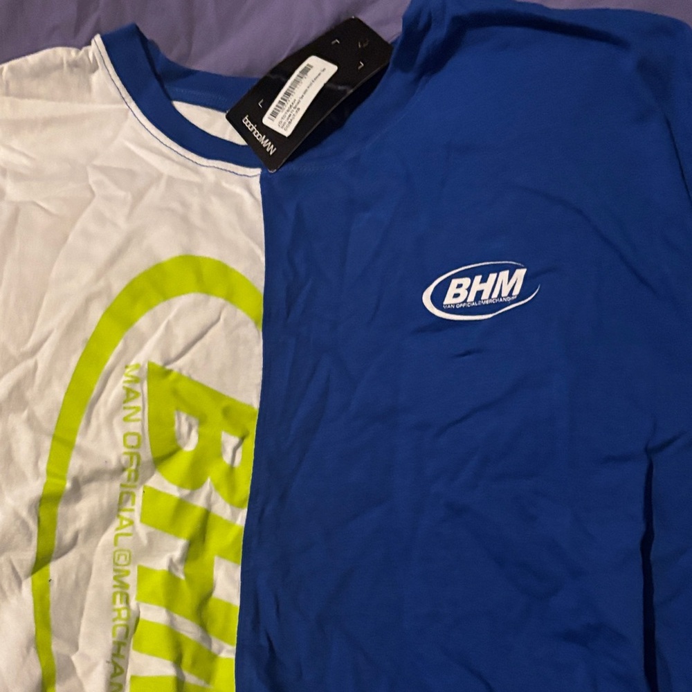 Boohoo Blue and White Short Sleeve Tee